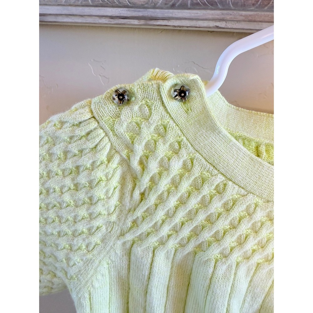 Anthro HWR Wool Blend Textured Knit Citron Lemon Sweater Top Size S Twee Girl - Picture 3 of 7